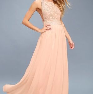Lulu's Forever and Always Blush Pink Lace Maxi